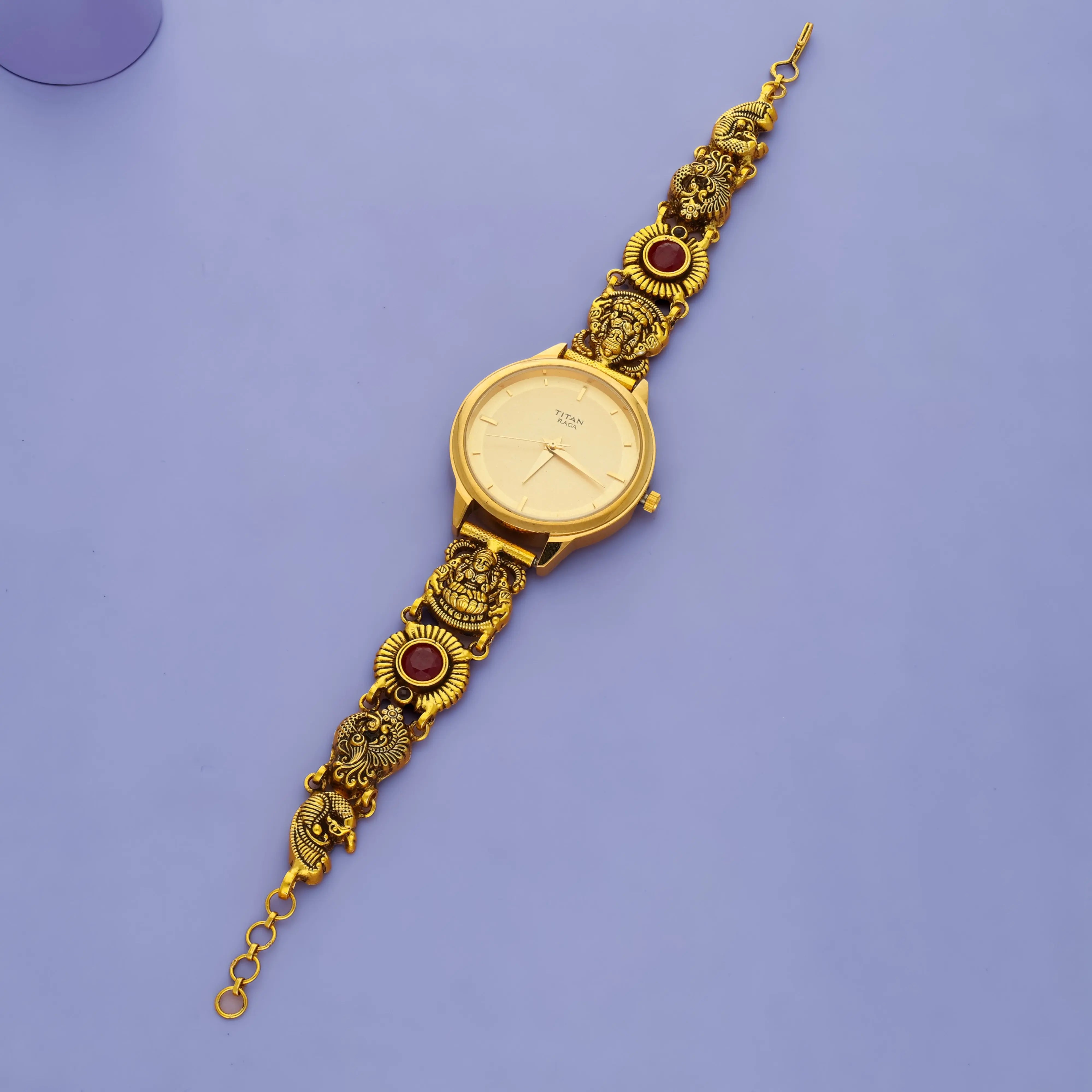 925 Silver Classic Ethnic Gold-Toned Statement Watch