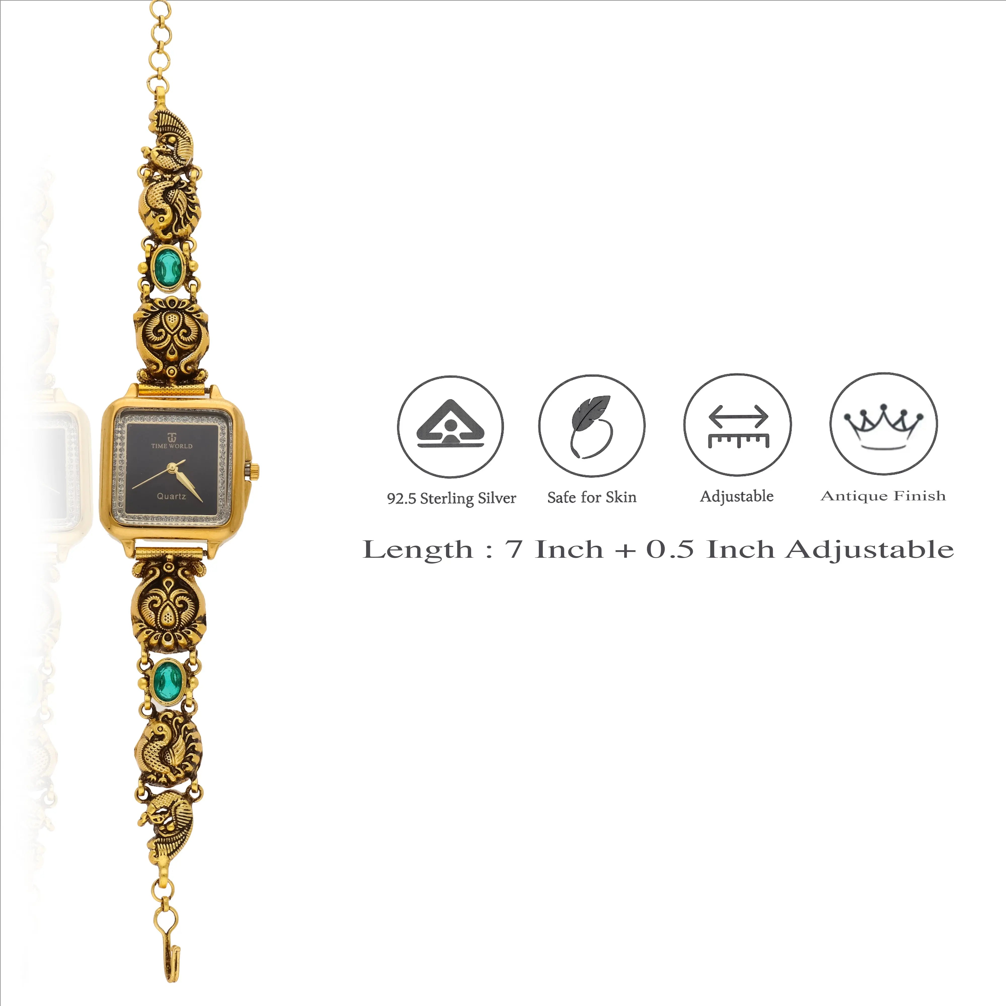 925 Silver Samragni Antique Gold-Polished Watch
