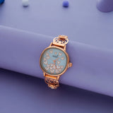Rose Gold Butterfly Blue 925 Silver Watch(6.5-7In)