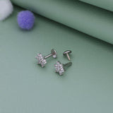 White Crystal Flower 925 Silver Stud for Kids & Teen(10+ Yrs)