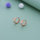 White Flower Rose Gold Polish 925 Silver Kid Hoop Earring(3+ Yrs)