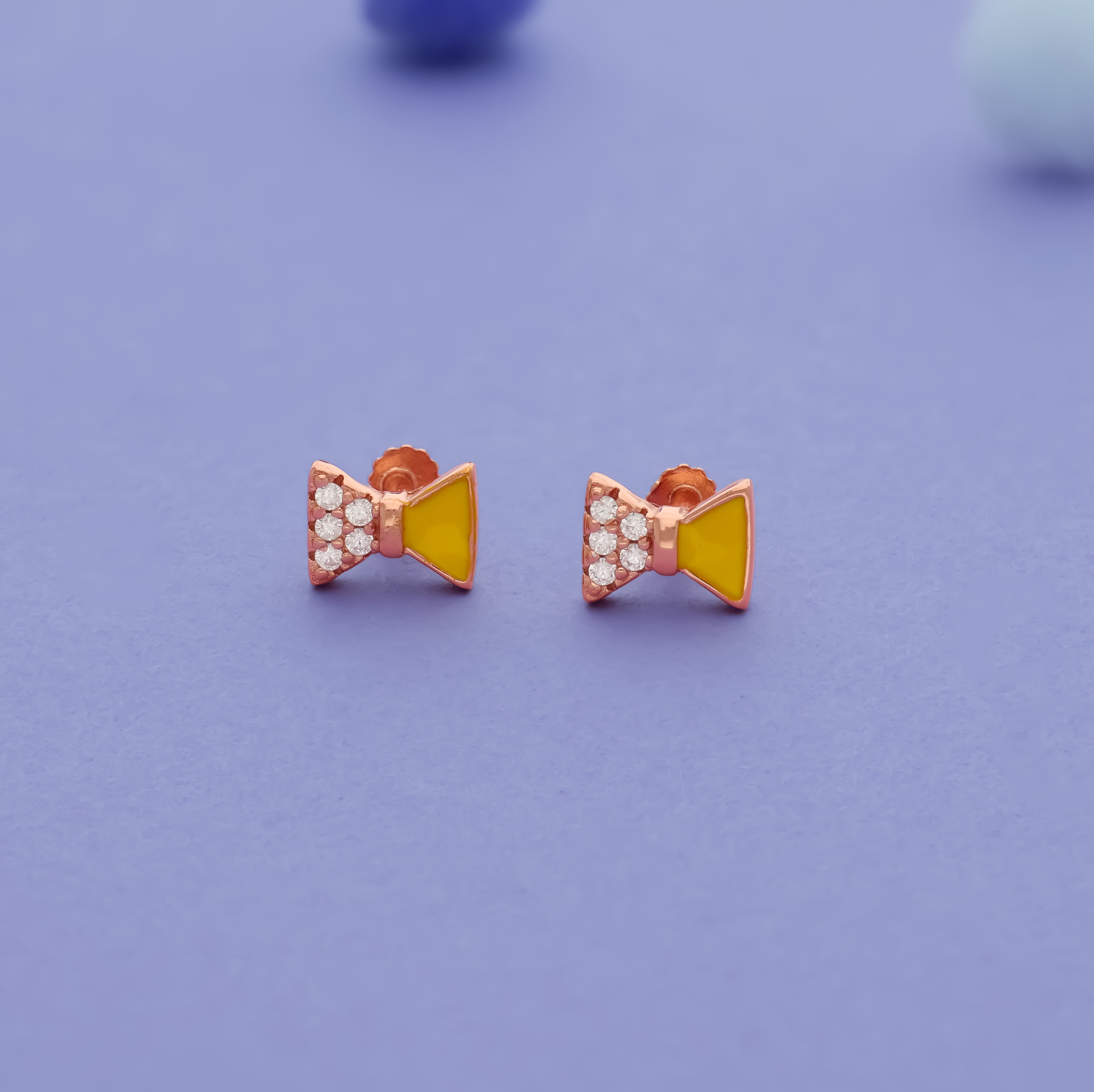 Yellow Bow 925 Silver Kids Stud (3+ Yrs)