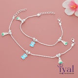 Cute Panda Cartoon Silver Anklet for Kids(3-5yrs)