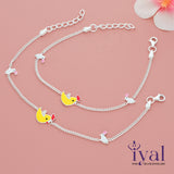 Shimmering Cartoon Silver Anklet for Kids(3-5yrs)