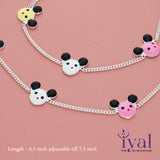 Lovely Panda Cartoon Silver Anklet for Kids(3-5yrs)