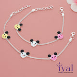 Lovely Panda Cartoon Silver Anklet for Kids(3-5yrs)