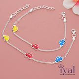 Car Cartoon Silver Anklet for Kids(3-5yrs)