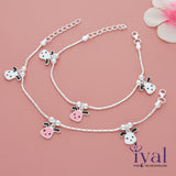 Puppy Cartoon Silver Anklet for Kids(3-5yrs)