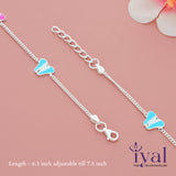 Butterfly Cartoon Silver Anklet for Kids(3-5yrs)