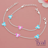 Butterfly Cartoon Silver Anklet for Kids(3-5yrs)