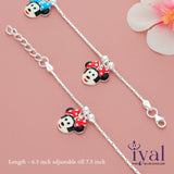 Micky Cartoon Silver Anklet for Kids(3-5yrs)