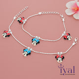 Micky Cartoon Silver Anklet for Kids(3-5yrs)