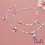Dora Cartoon Silver Anklet for Kids(3-5yrs)