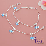 Fish Cartoon Silver Anklet for Kids(3-5yrs)