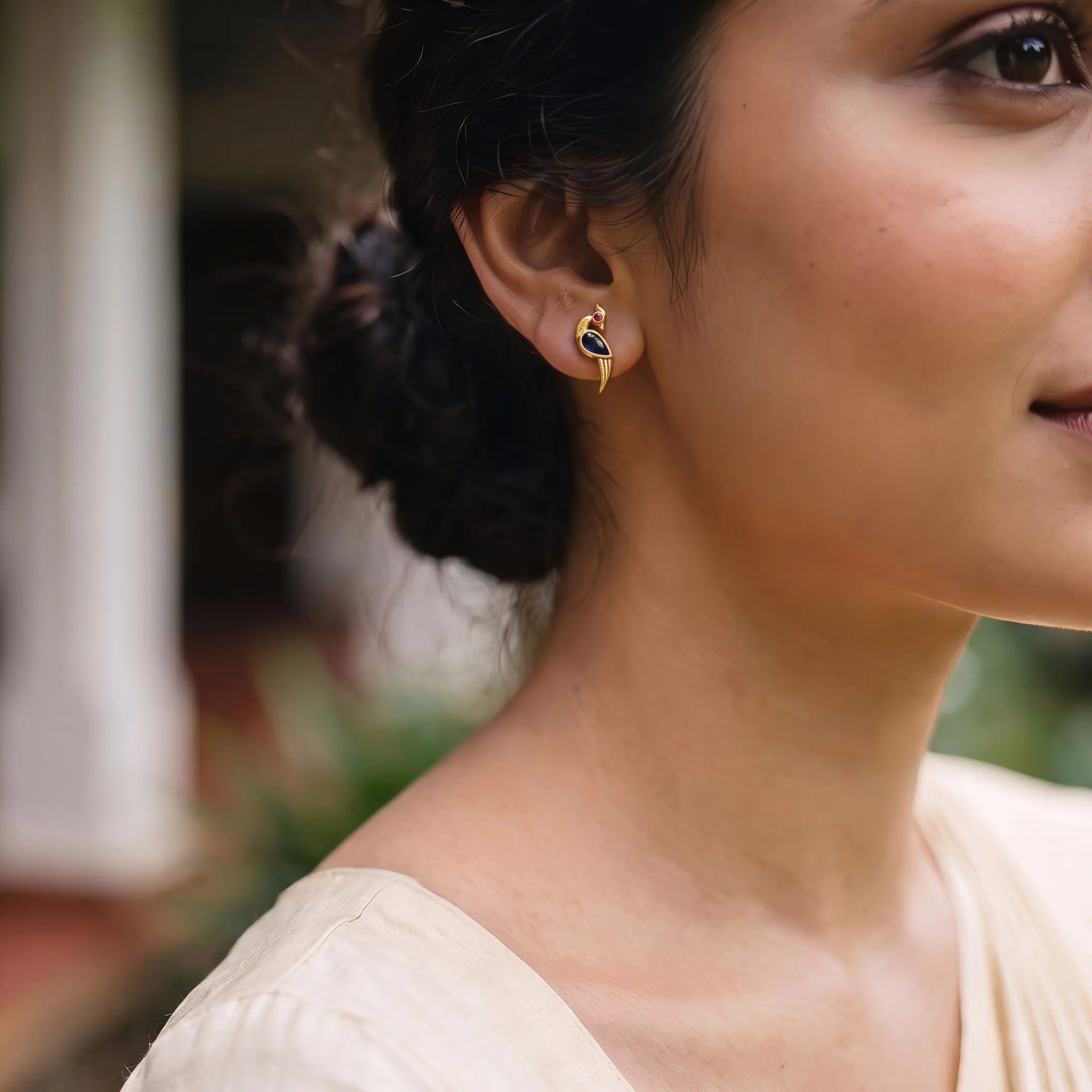Traditional Peacock 925 Silver Earring