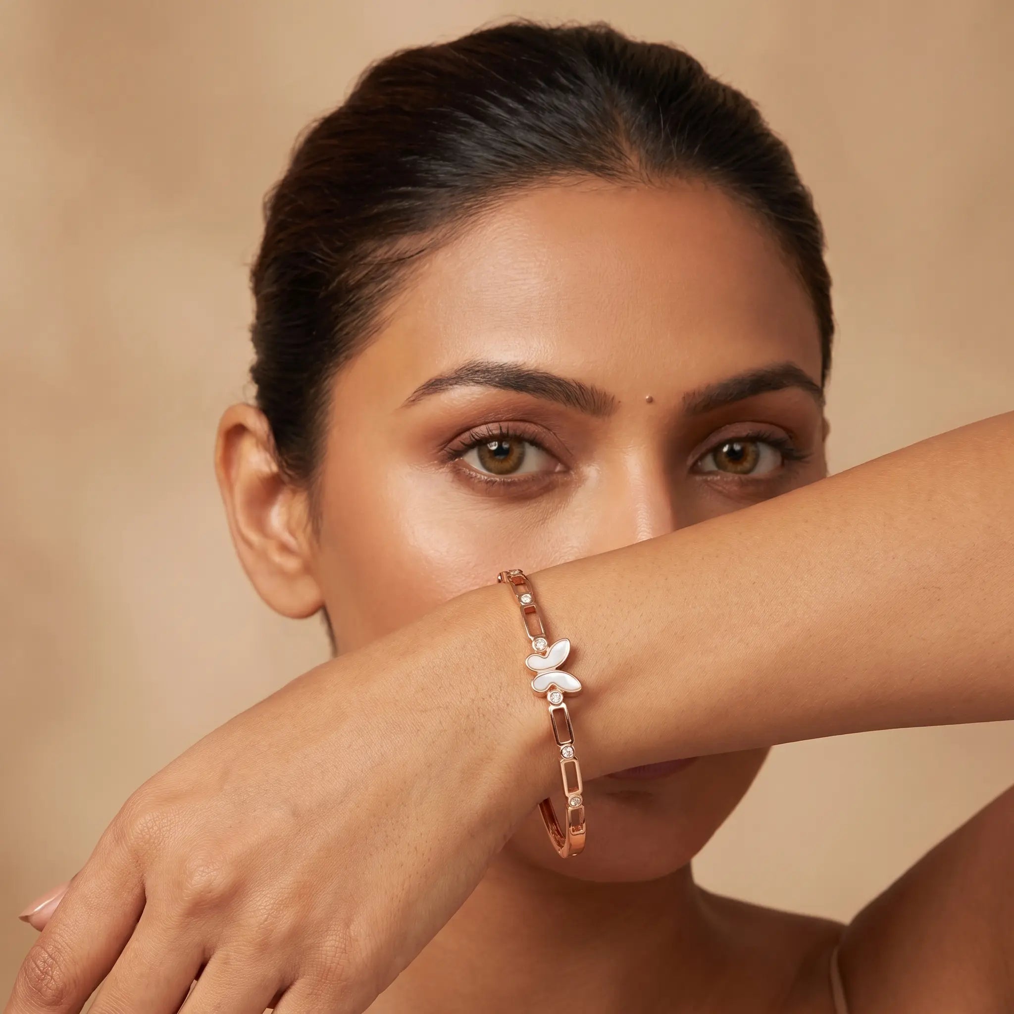 Butterfly Glow Rose Gold Polish 925 Silver Kada