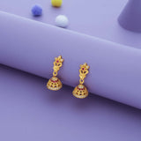 Aadhya Floral Stone Gold Polish 925 Silver Traditional Jhumka for Kids and Women