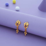 Nila Floral Tassel Gold Polish 925 Silver Traditional Women Earring