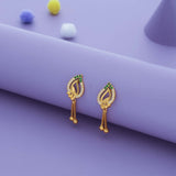 Iniya Leaf Drop Gold Polish 925 Silver Traditional Women Earring