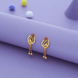 Madhura Leaf Flame Gold Polish 925 Silver Traditional Women Earring