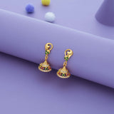 Saanvi Multi Stone Floral Gold Polish 925 Silver Traditional Jhumka for Kids and Women