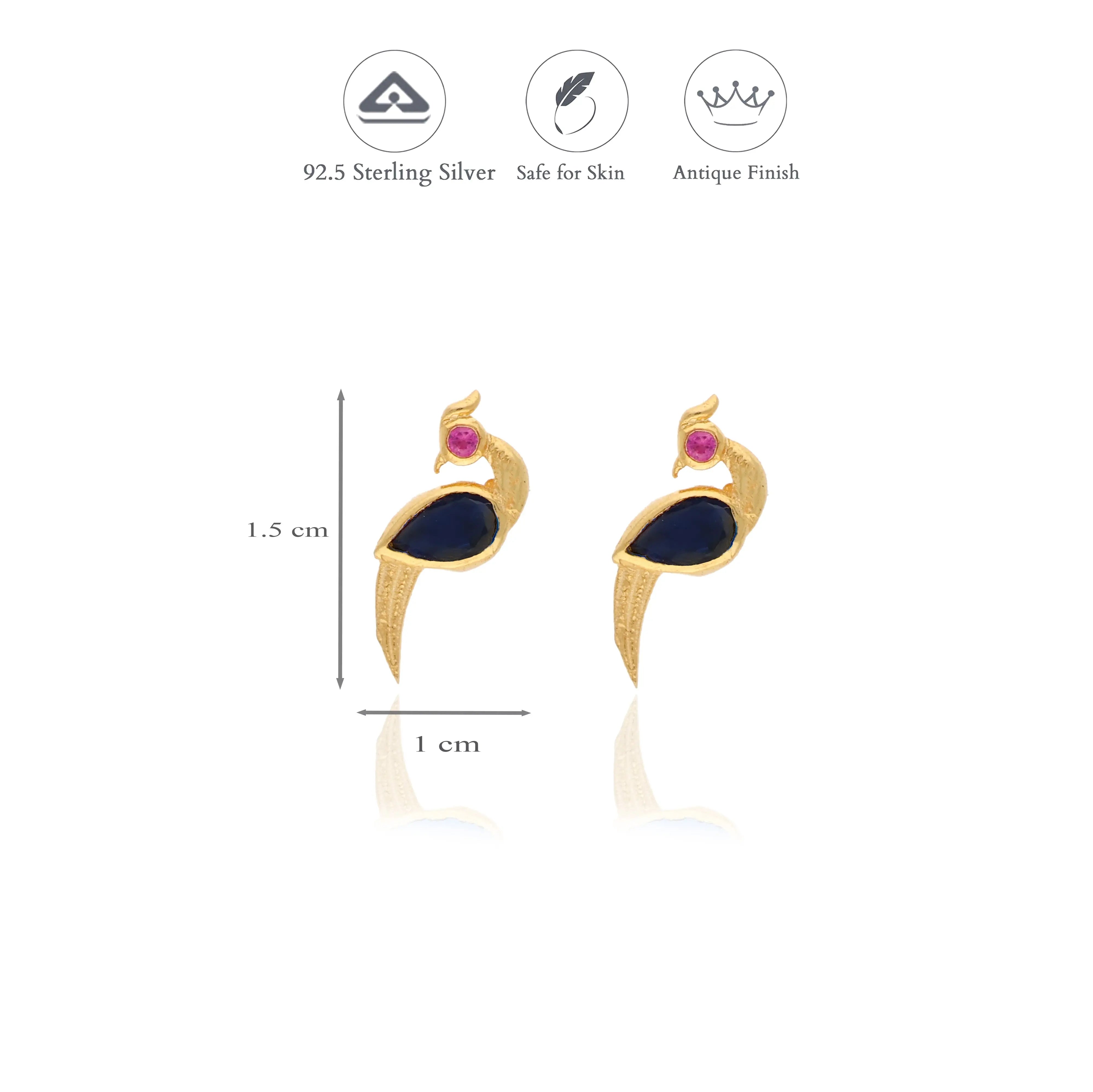 Traditional Peacock 925 silver earring